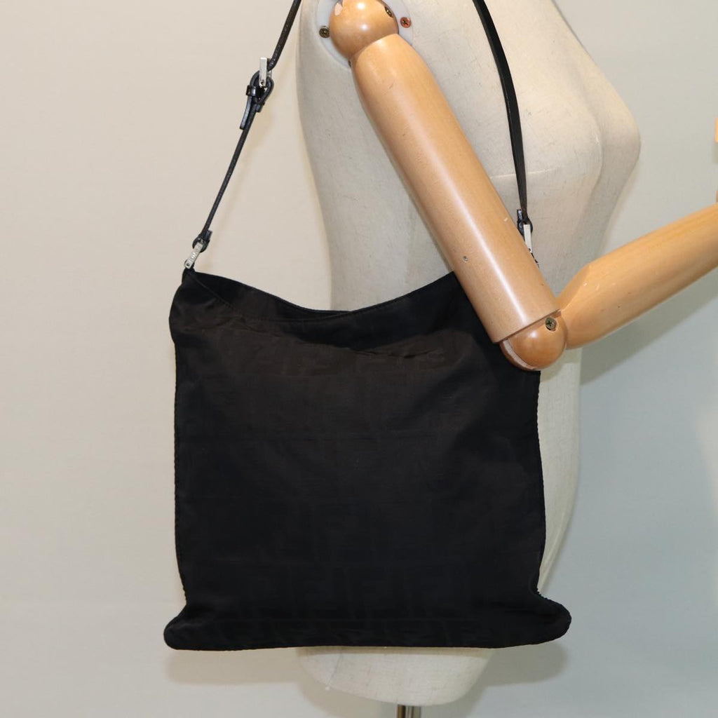 FENDI Zucca Canvas Shoulder Bag Blackyk13590