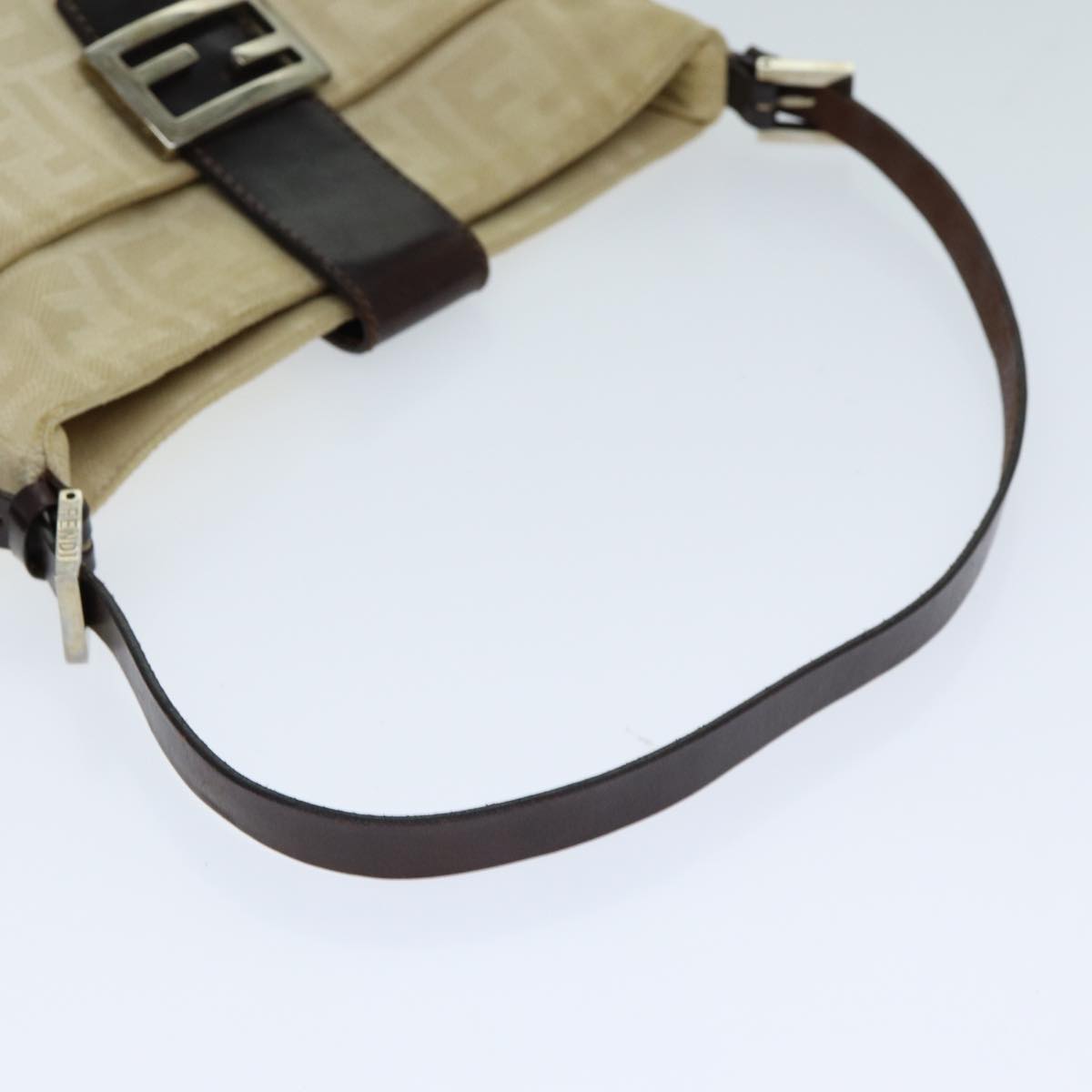 FENDI Zucca Canvas Mamma Baguette Shoulder Bag Beigeyk13591