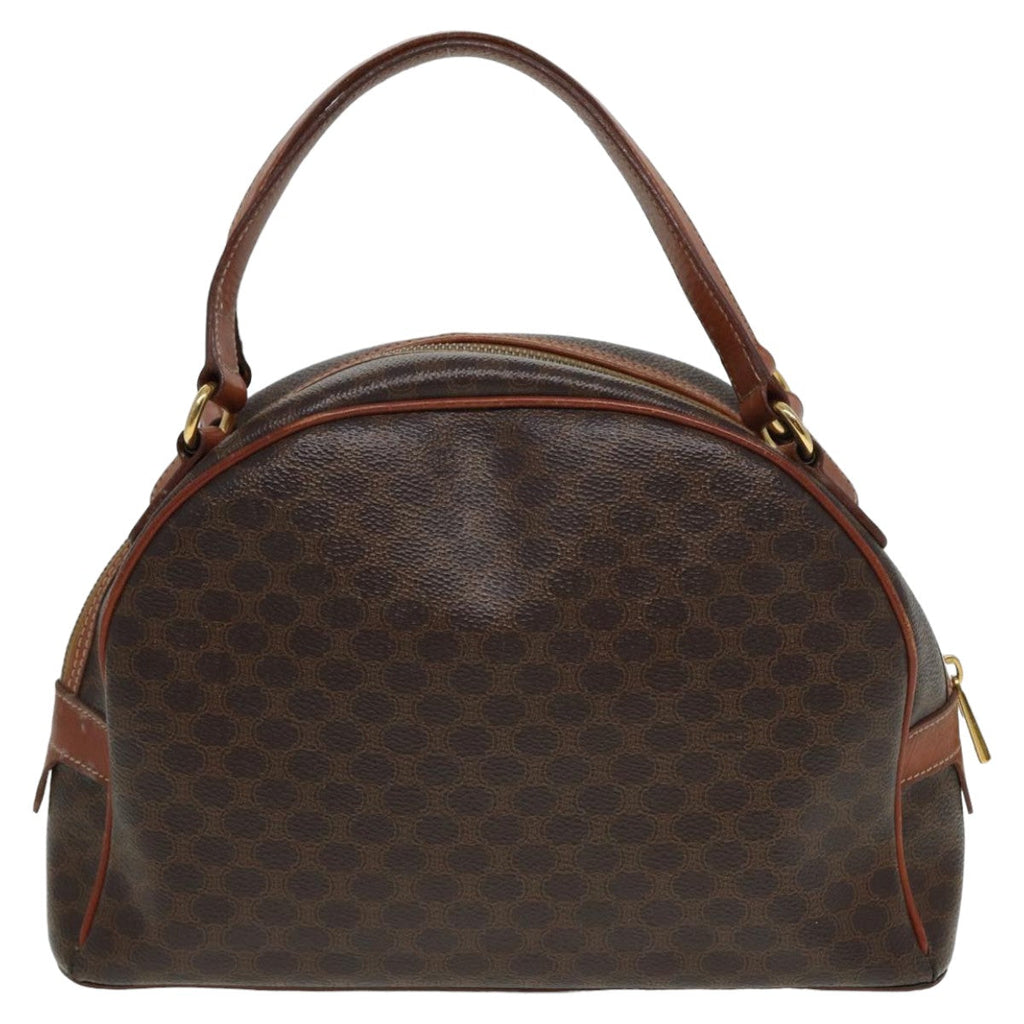 CELINE Macadam Canvas Hand Bag PVC Leather Brown Auth yk13638