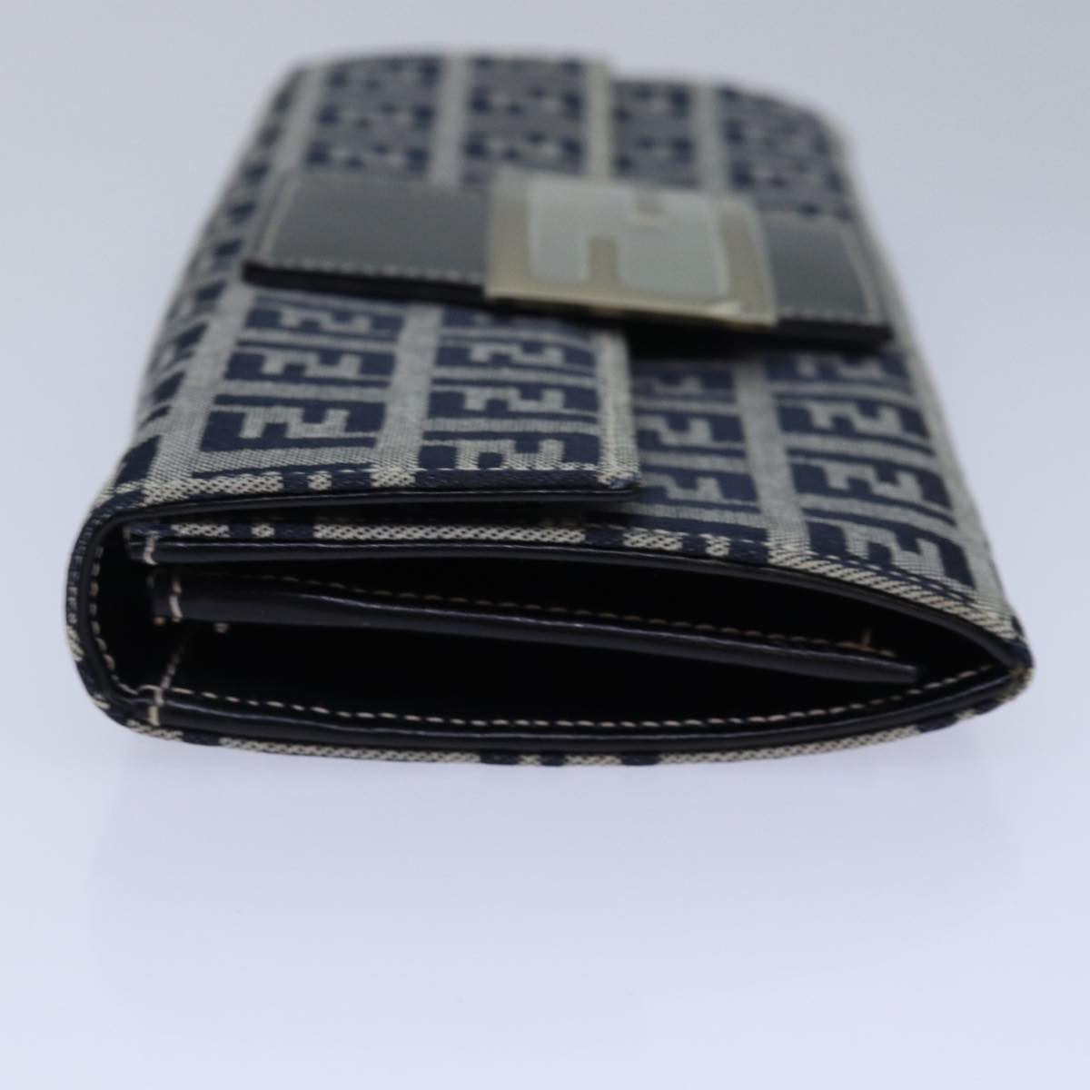 FENDI Zucchino Canvas Long Wallet Navyyk13654