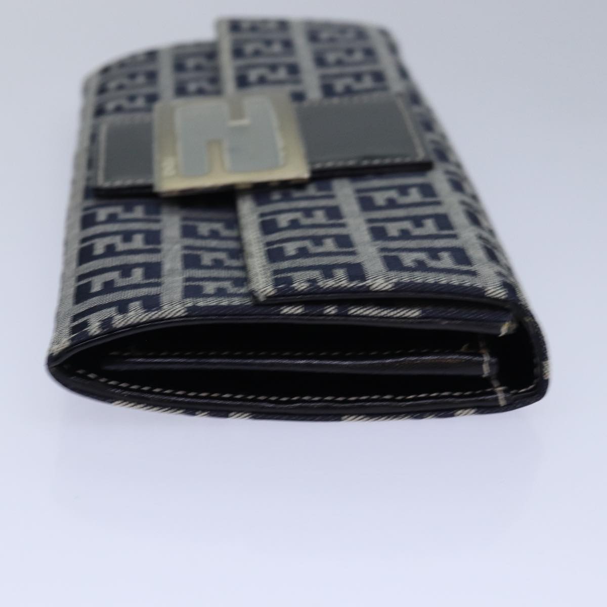 FENDI Zucchino Canvas Long Wallet Navyyk13654