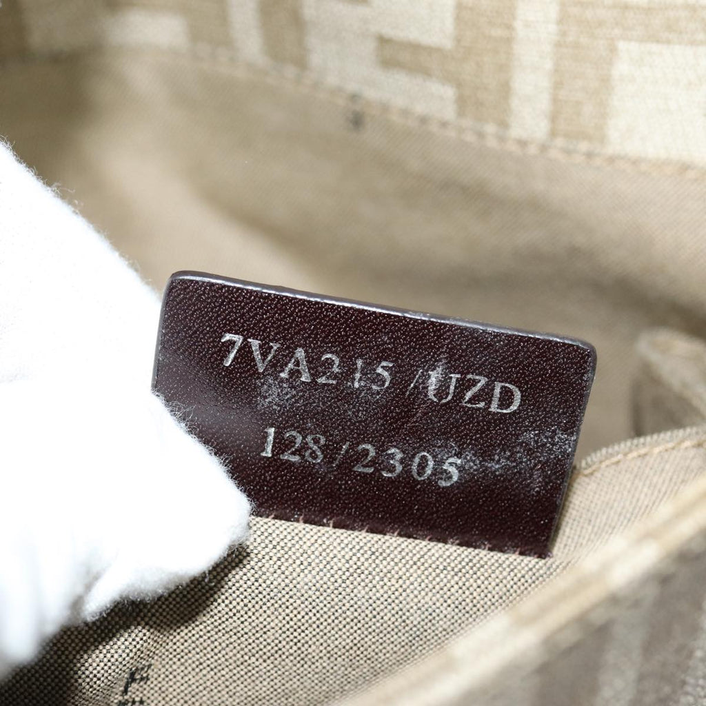 FENDI Zucca Canvas Shoulder Bag Beigeyk13683