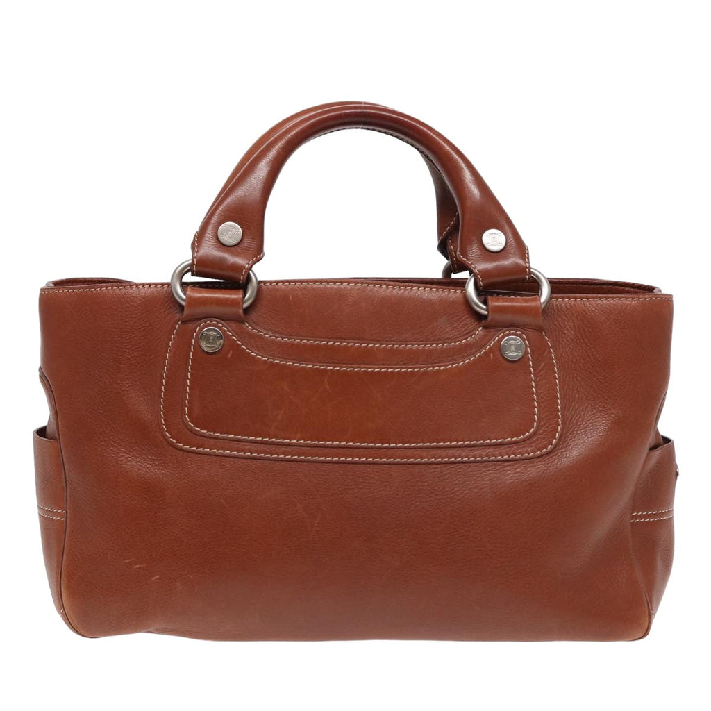 CELINE boogie Hand Bag Leather Brown Auth yk13685