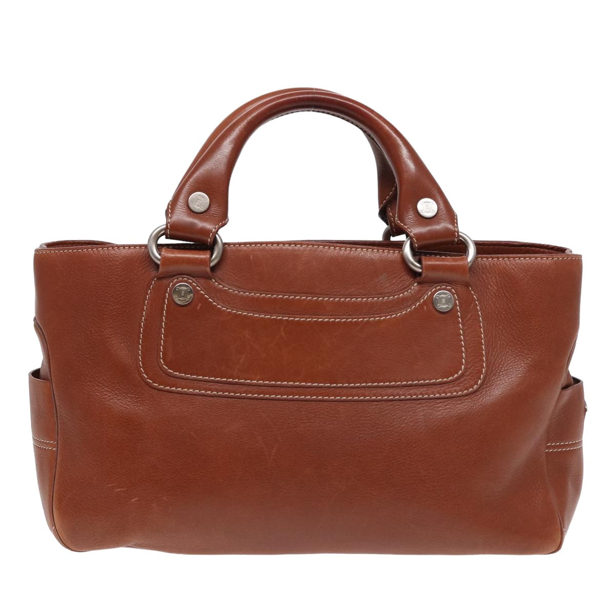 CELINE boogie Hand Bag Leather Brown Auth yk13685