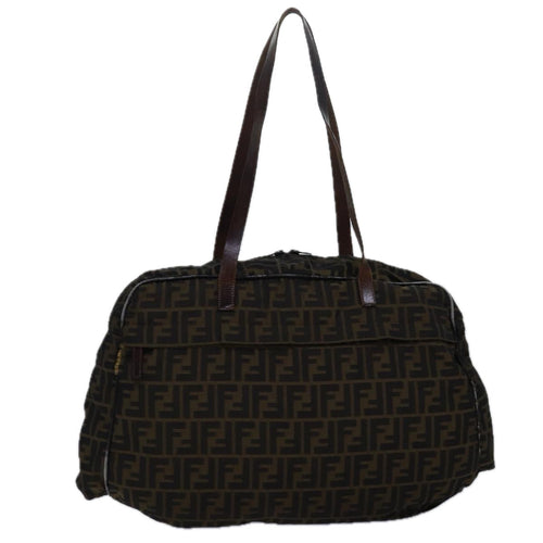 FENDI Zucca Canvas Shoulder Bag Brown Blackyk13700