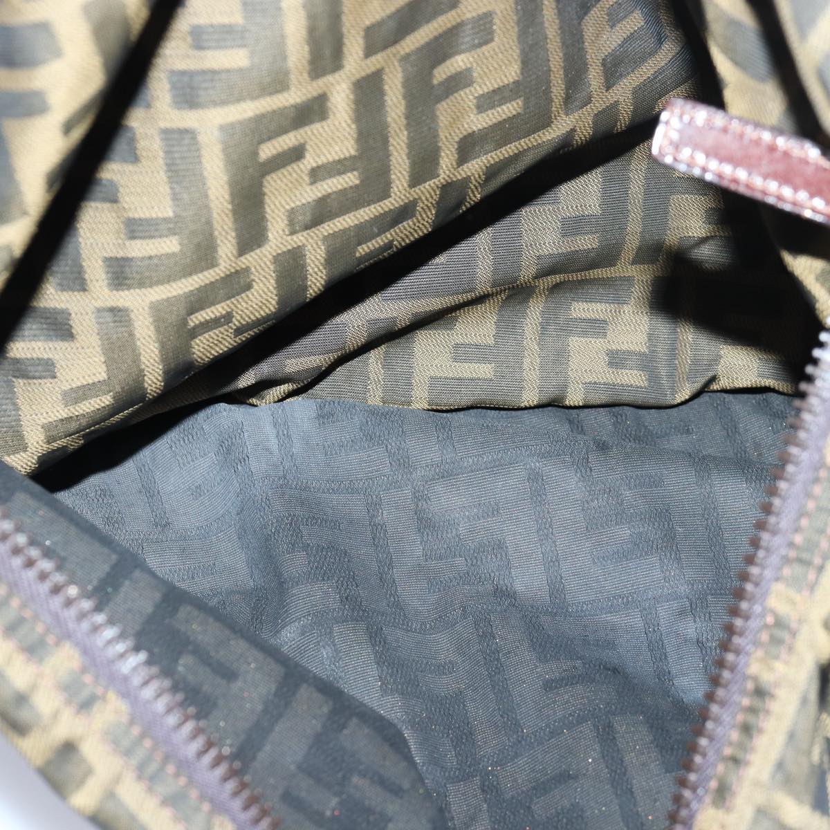 FENDI Zucca Canvas Shoulder Bag Brown Blackyk13700