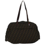 FENDI Zucca Canvas Shoulder Bag Brown Blackyk13700