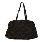 FENDI Zucca Canvas Shoulder Bag Brown Blackyk13700