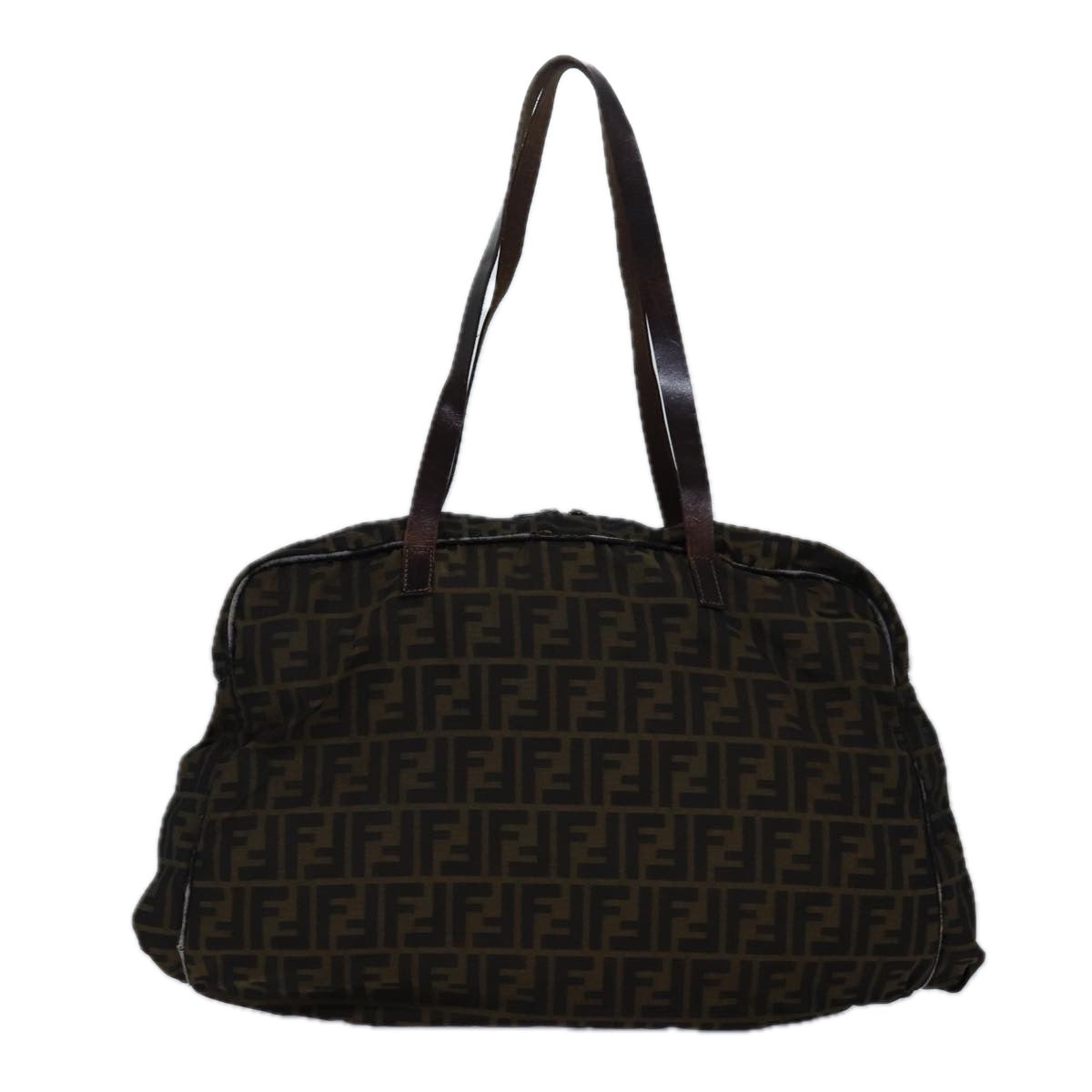 FENDI Zucca Canvas Shoulder Bag Brown Blackyk13700