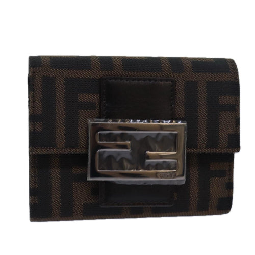 FENDI Zucca Canvas Wallet Black Brownyk13705A