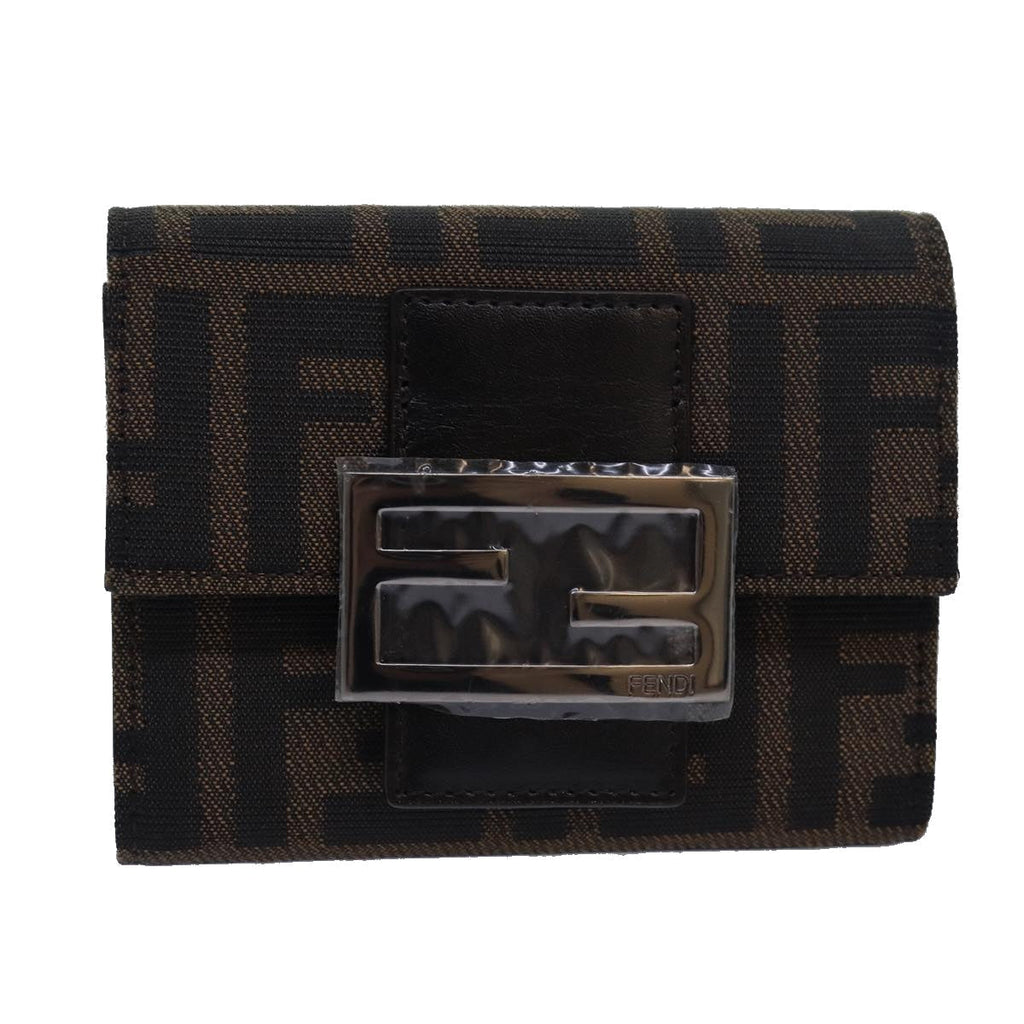 FENDI Zucca Canvas Wallet Black Brownyk13705A