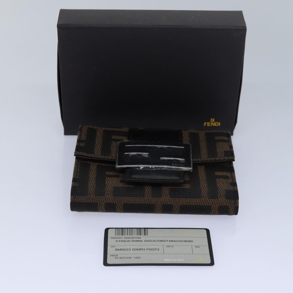 FENDI Zucca Canvas Wallet Black Brownyk13705A