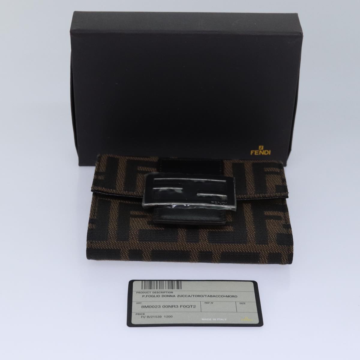 FENDI Zucca Canvas Wallet Black Brownyk13705A