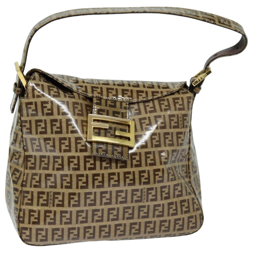 FENDI Zucchino Canvas Mamma Baguette Shoulder Bag Beigeyk13733