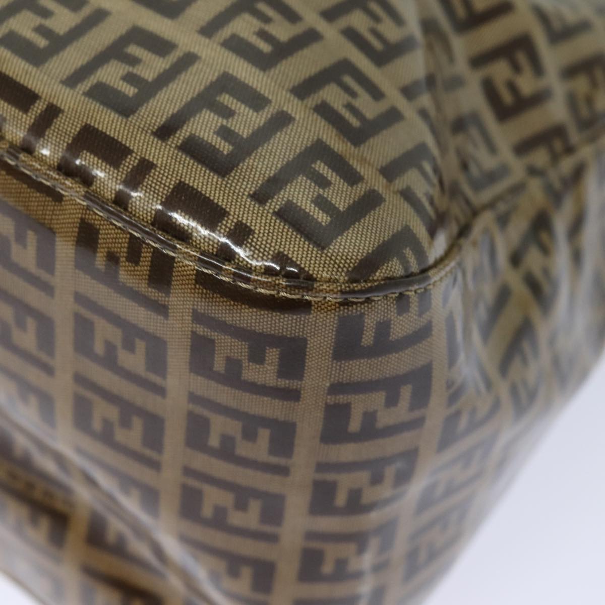 FENDI Zucchino Canvas Mamma Baguette Shoulder Bag Beigeyk13733