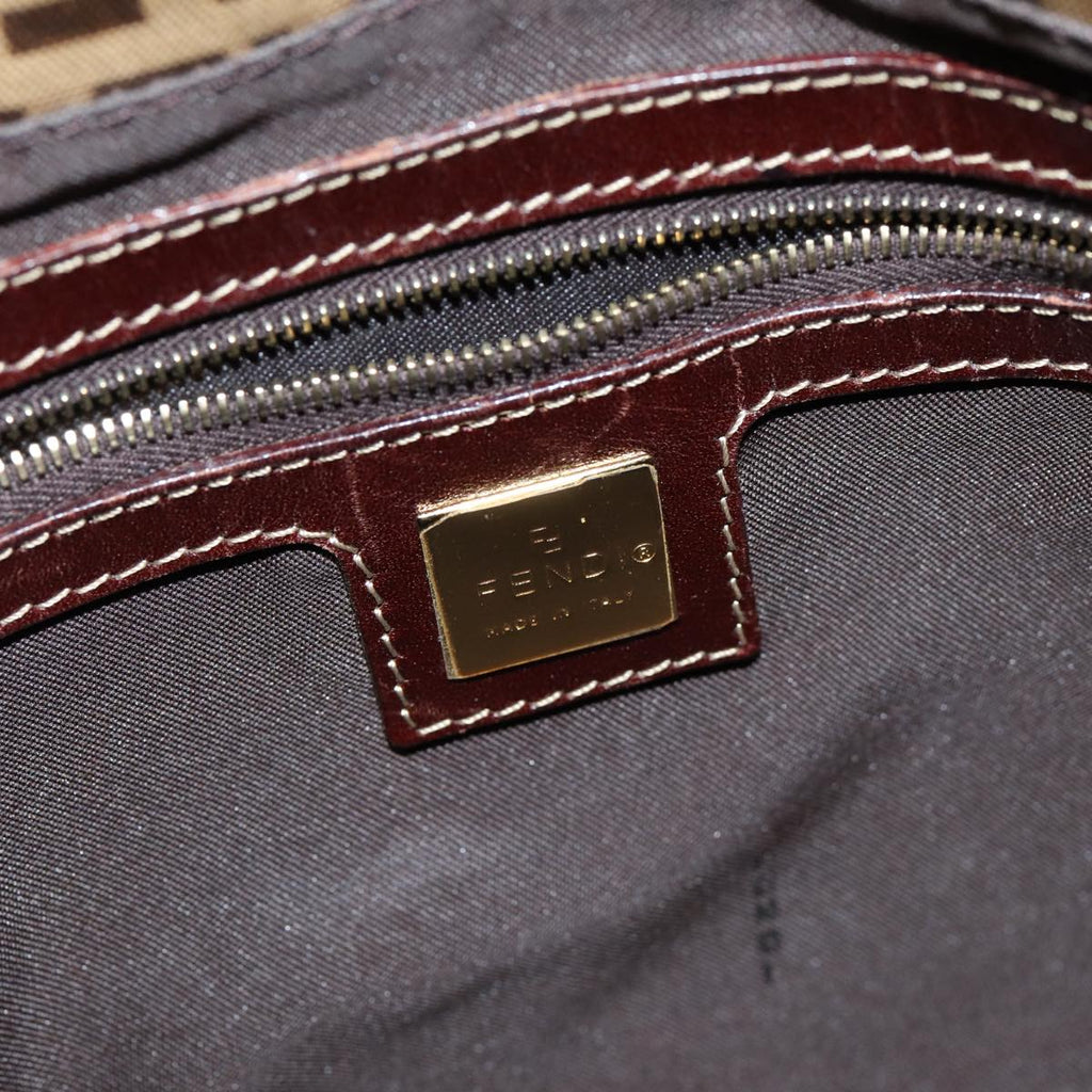 FENDI Zucchino Canvas Mamma Baguette Shoulder Bag Beigeyk13733