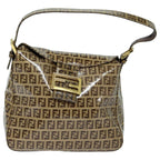 FENDI Zucchino Canvas Mamma Baguette Shoulder Bag Beigeyk13733