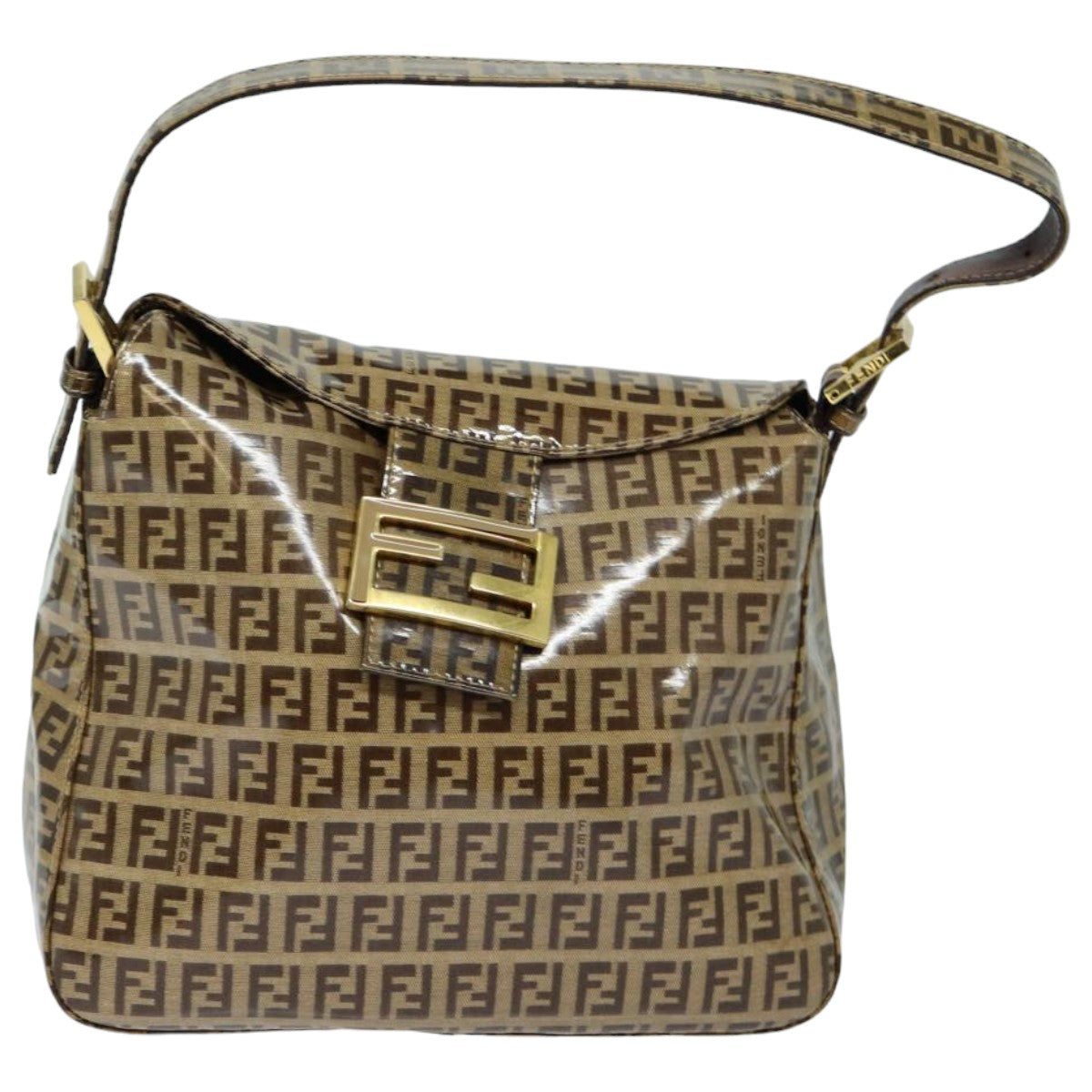 FENDI Zucchino Canvas Mamma Baguette Shoulder Bag Beigeyk13733