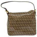 FENDI Zucchino Canvas Mamma Baguette Shoulder Bag Beigeyk13733