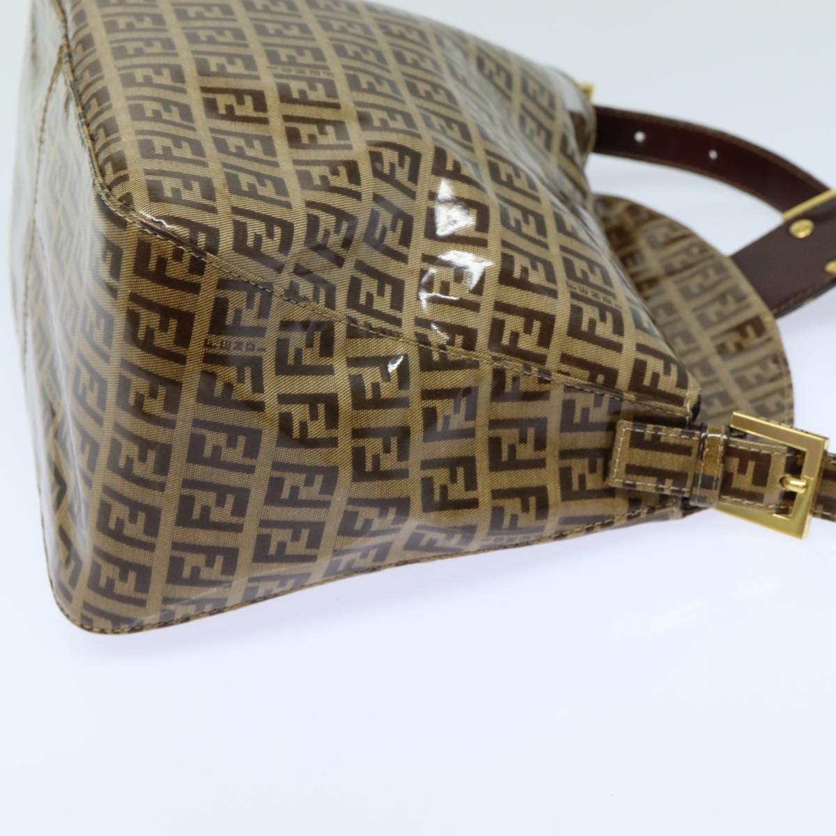 FENDI Zucchino Canvas Mamma Baguette Shoulder Bag Beigeyk13733