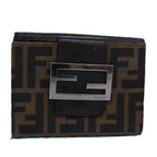 FENDI Zucca Canvas Wallet Black Brownyk13745