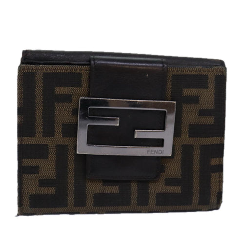 FENDI Zucca Canvas Wallet Black Brownyk13745