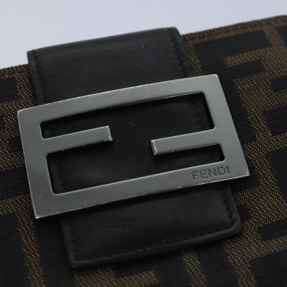 FENDI Zucca Canvas Wallet Black Brownyk13745