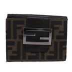 FENDI Zucca Canvas Wallet Black Brownyk13745