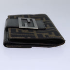 FENDI Zucca Canvas Wallet Black Brownyk13745