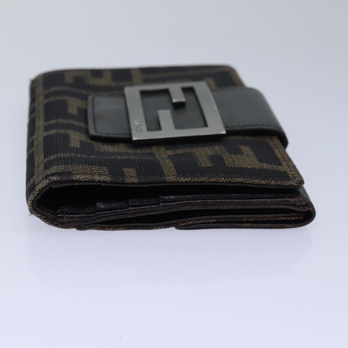 FENDI Zucca Canvas Wallet Black Brownyk13745
