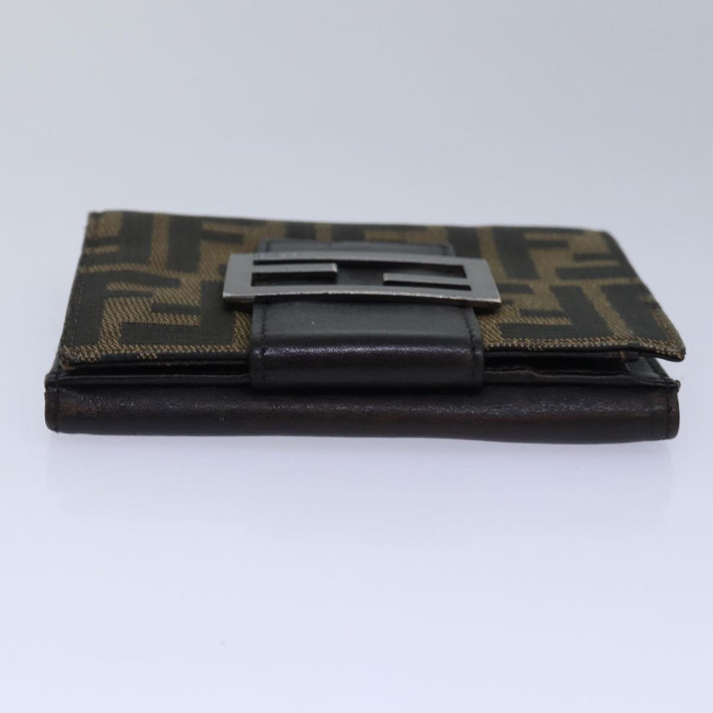 FENDI Zucca Canvas Wallet Black Brownyk13745