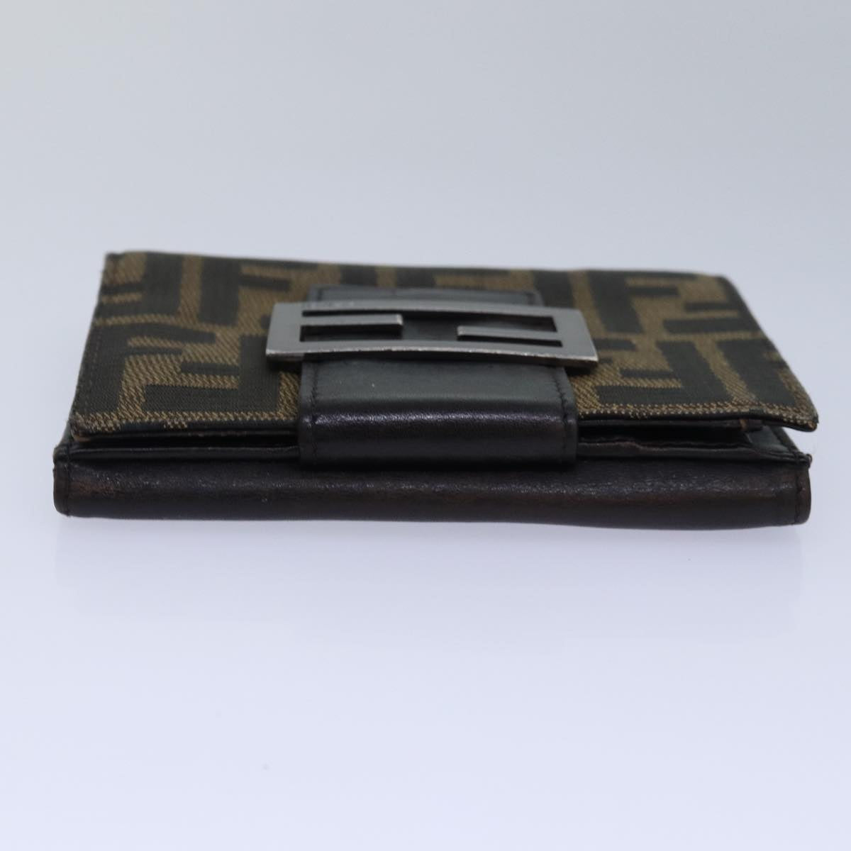 FENDI Zucca Canvas Wallet Black Brownyk13745