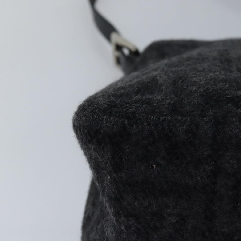 FENDI Zucca Canvas Mamma Baguette Shoulder Bag Wool Blackyk13747