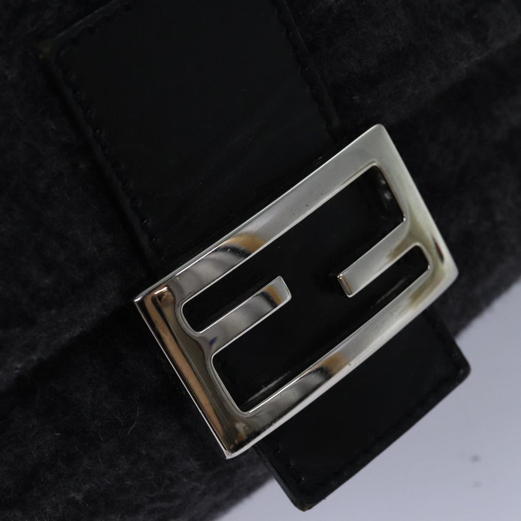 FENDI Zucca Canvas Mamma Baguette Shoulder Bag Wool Blackyk13747