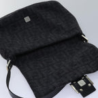 FENDI Zucca Canvas Mamma Baguette Shoulder Bag Wool Blackyk13747