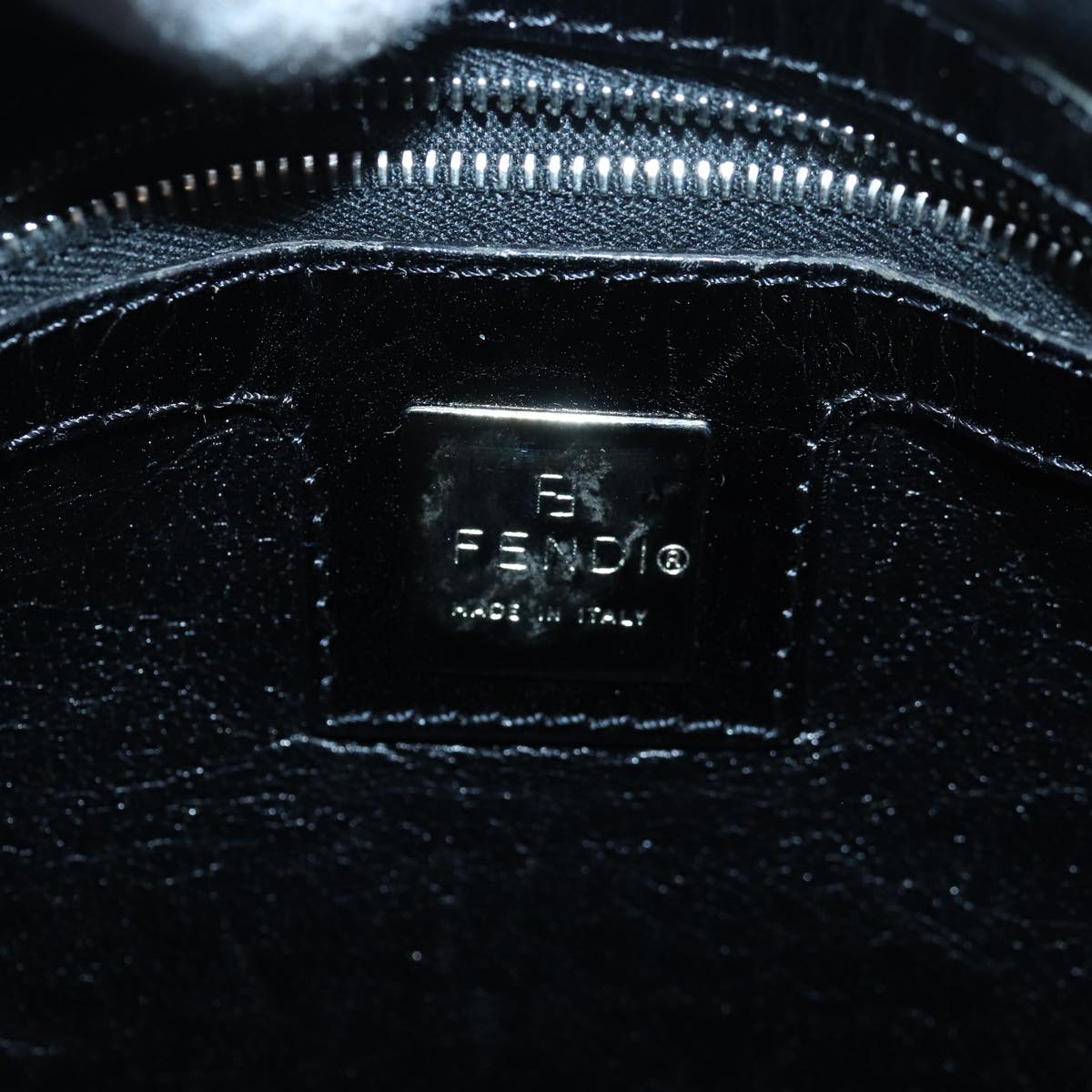 FENDI Zucca Canvas Mamma Baguette Shoulder Bag Wool Blackyk13747