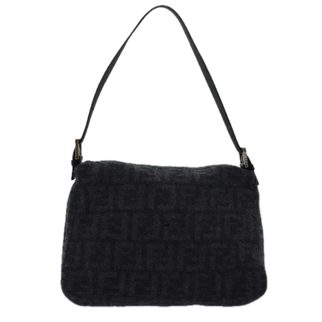 FENDI Zucca Canvas Mamma Baguette Shoulder Bag Wool Blackyk13747