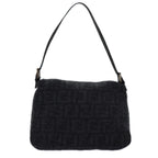 FENDI Zucca Canvas Mamma Baguette Shoulder Bag Wool Blackyk13747