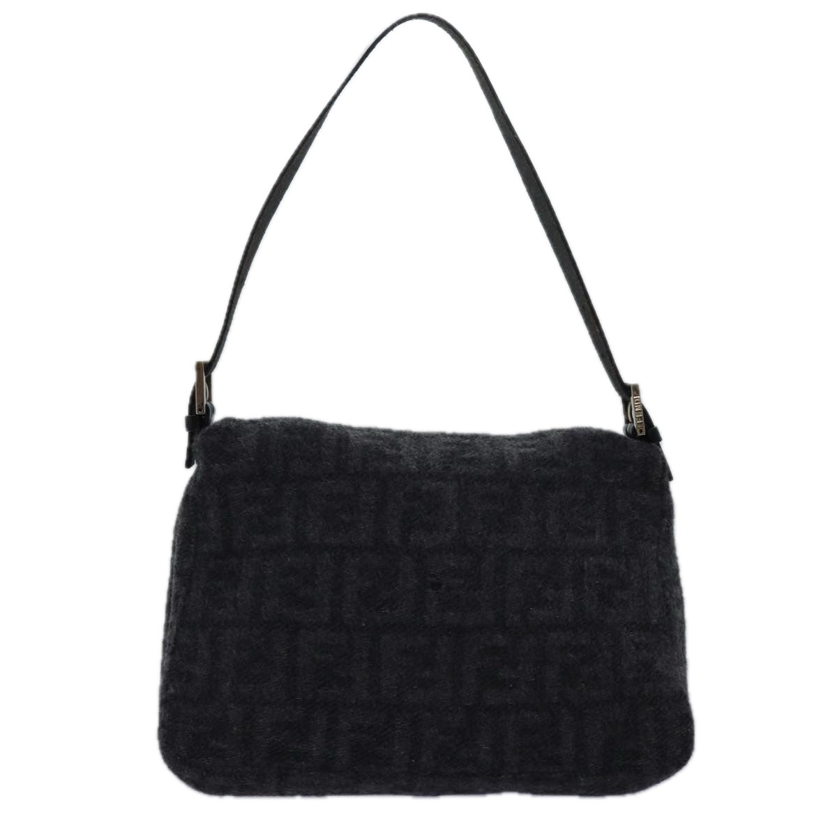 FENDI Zucca Canvas Mamma Baguette Shoulder Bag Wool Blackyk13747