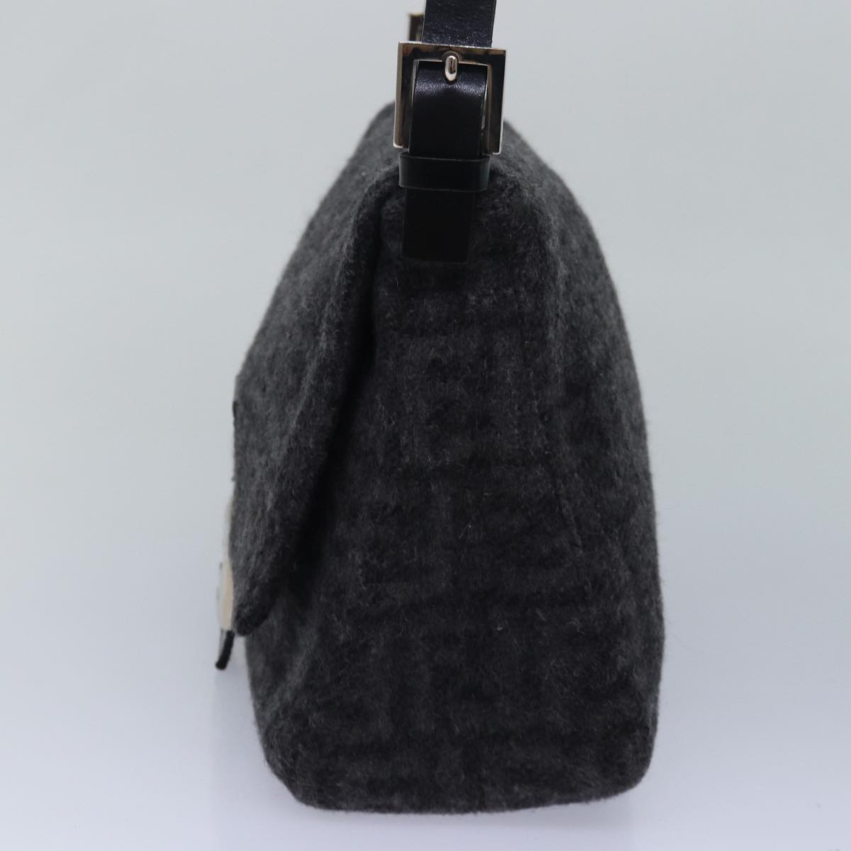 FENDI Zucca Canvas Mamma Baguette Shoulder Bag Wool Blackyk13747