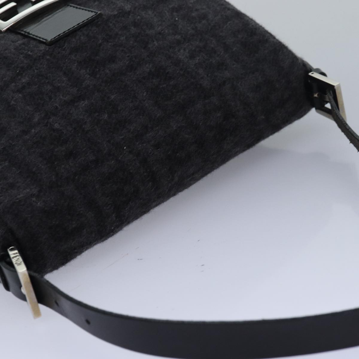 FENDI Zucca Canvas Mamma Baguette Shoulder Bag Wool Blackyk13747