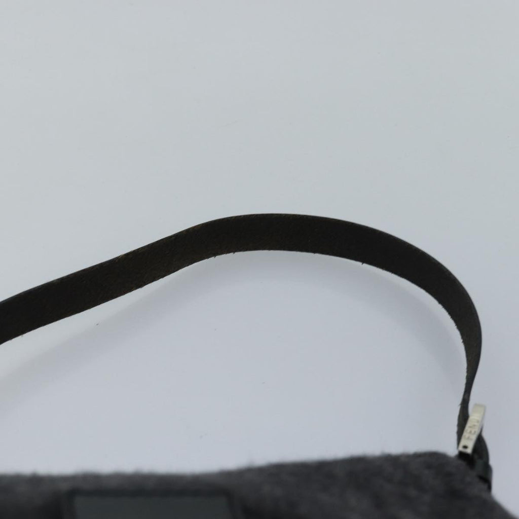 FENDI Zucca Canvas Mamma Baguette Shoulder Bag Wool Blackyk13747