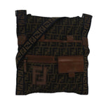 FENDI Zucca Canvas Shoulder Bag Brown Blackyk13801