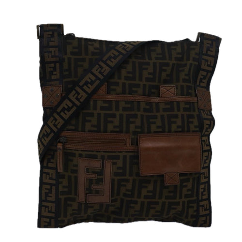 FENDI Zucca Canvas Shoulder Bag Brown Blackyk13801