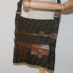 FENDI Zucca Canvas Shoulder Bag Brown Blackyk13801