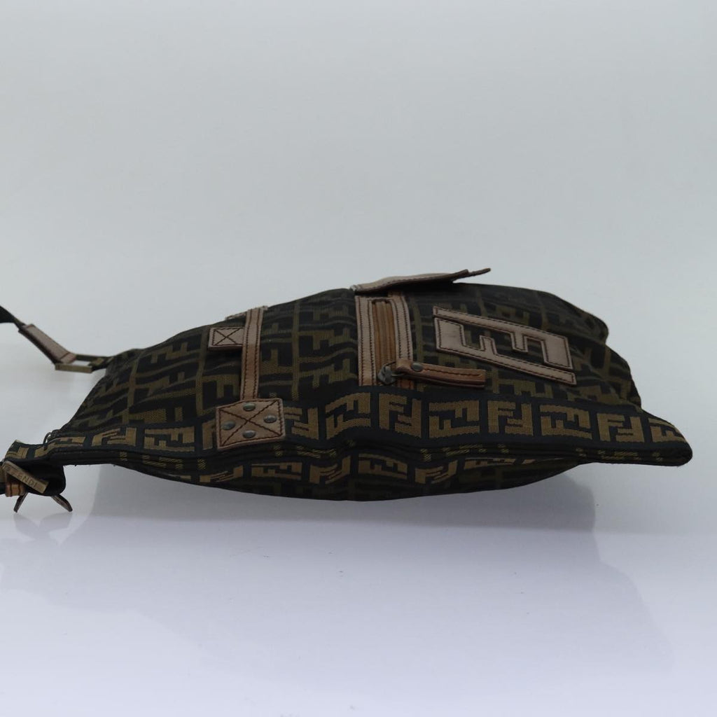 FENDI Zucca Canvas Shoulder Bag Brown Blackyk13801