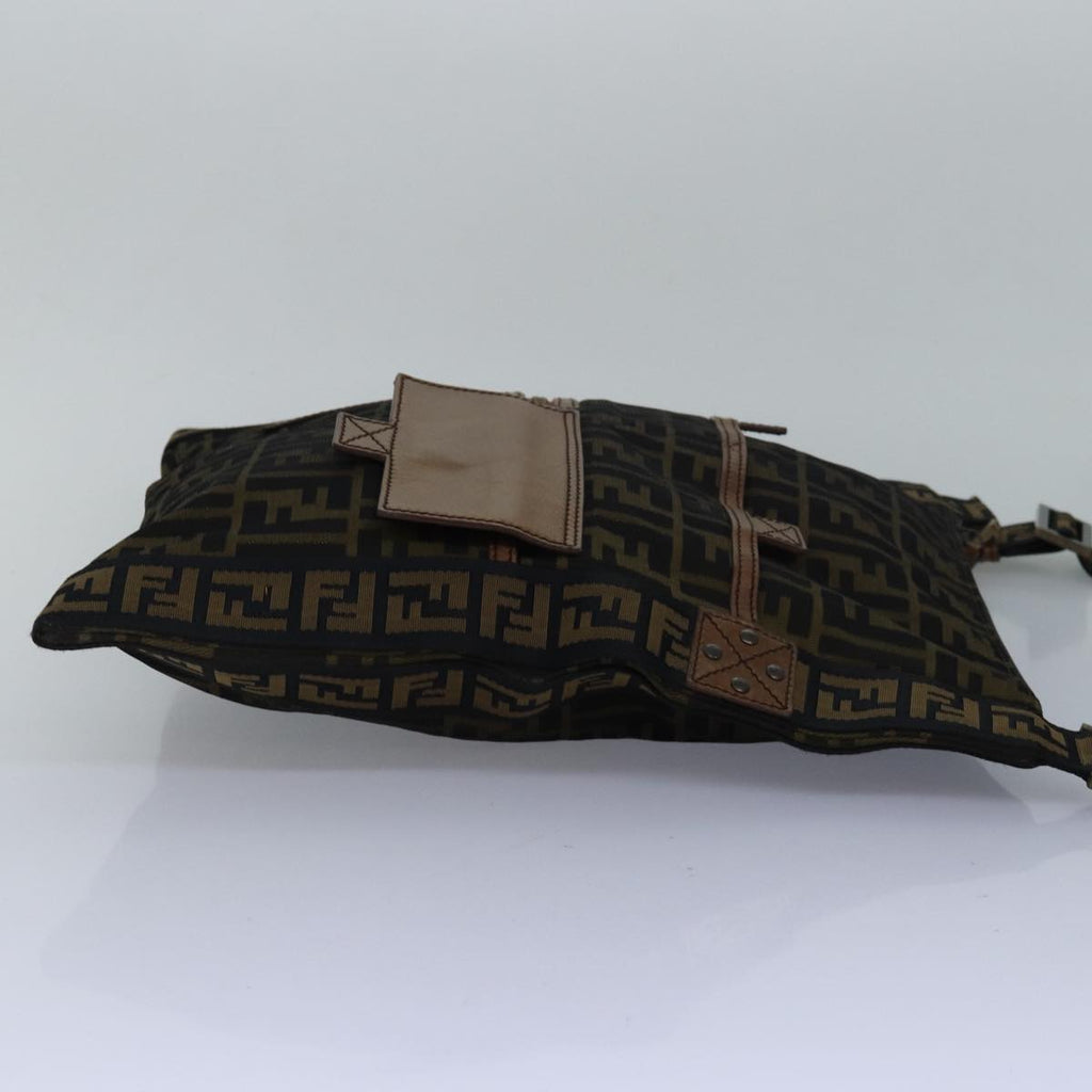 FENDI Zucca Canvas Shoulder Bag Brown Blackyk13801