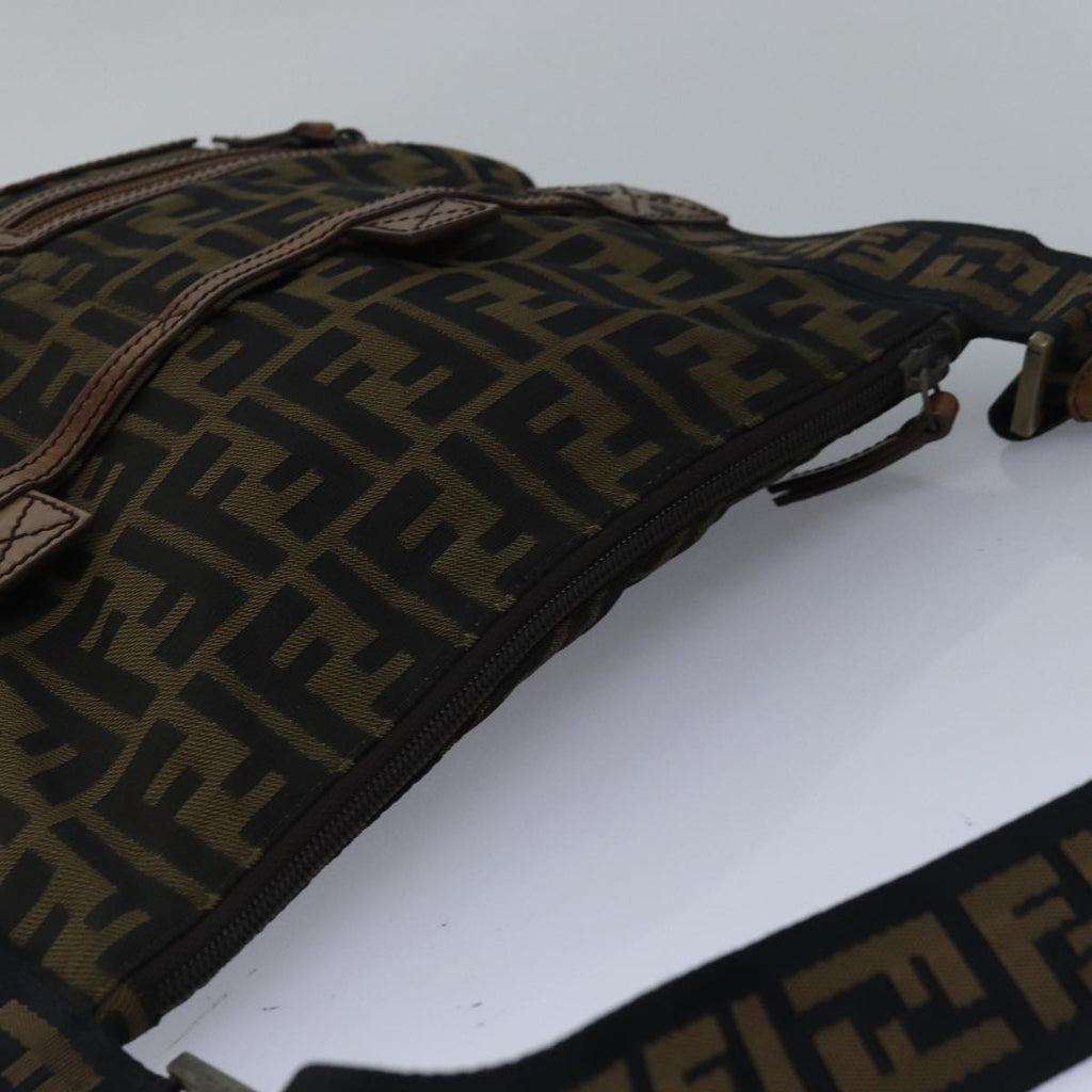 FENDI Zucca Canvas Shoulder Bag Brown Blackyk13801
