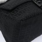 FENDI Zucchino Canvas Mamma Baguette Shoulder Bag Blackyk13812A
