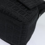 FENDI Zucchino Canvas Mamma Baguette Shoulder Bag Blackyk13812A